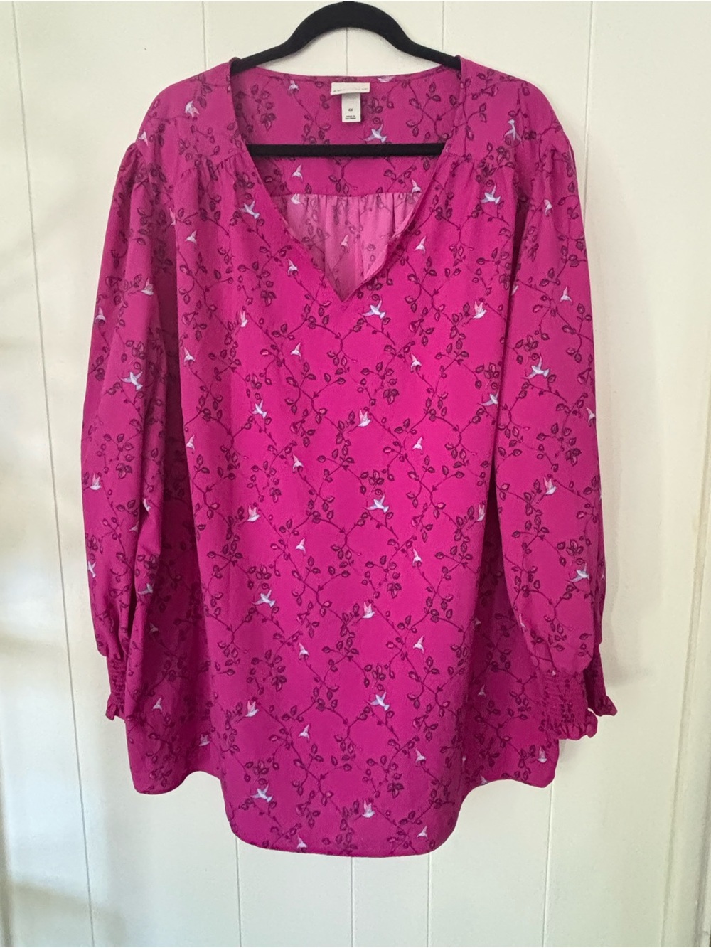 Ava & Viv Pink Floral V-Neck Long Sleeve Tunic
